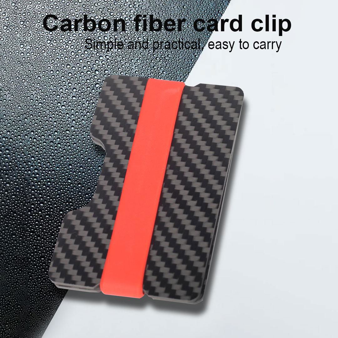 Customization Slim Simple RFID blocking carbon fiber card clip 