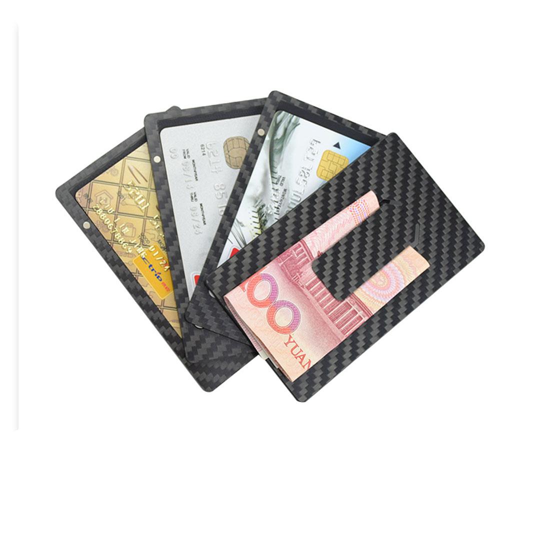 Simple RFID blocking Removable carbon fiber credit id card holder 