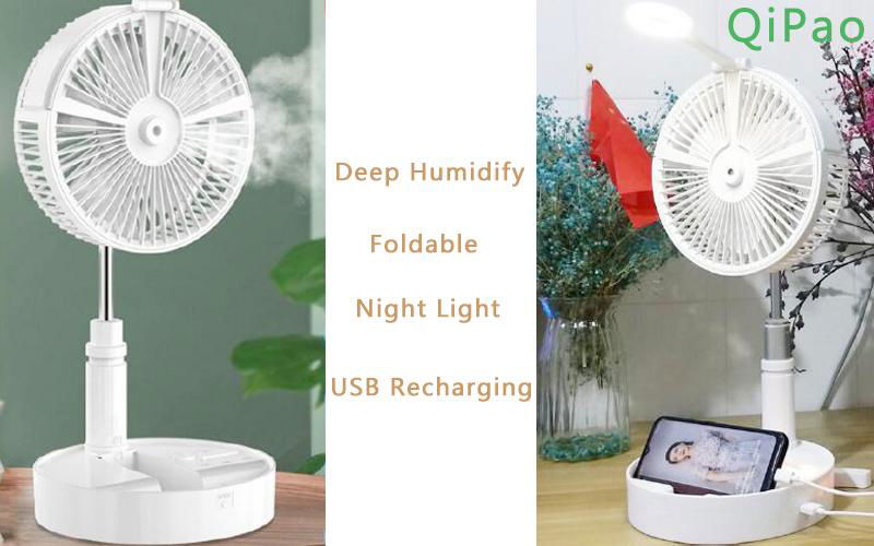 USB Rechargeable Electronic Foldable Fan with Night Light