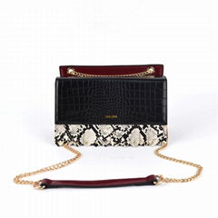 CONTRAST COLOR PYTHON CROSSBODY FASHION BAG