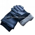 Men's nappa leather gloves with classic black wool rib cuff and adjustable strap 2