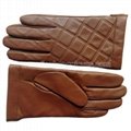 Real leather thick winter gloves for men with chequered style 4