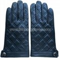 Real leather thick winter gloves for men with chequered style 2