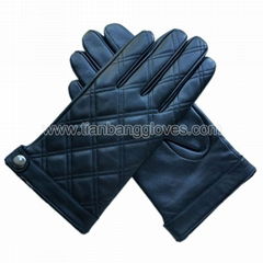 Real leather thick winter gloves for men with chequered style