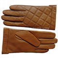 Real leather thick winter gloves for men with chequered style 5