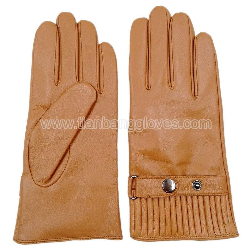 Fashion men's leather glove with adjustable strap with snap buttons  and accordi 2