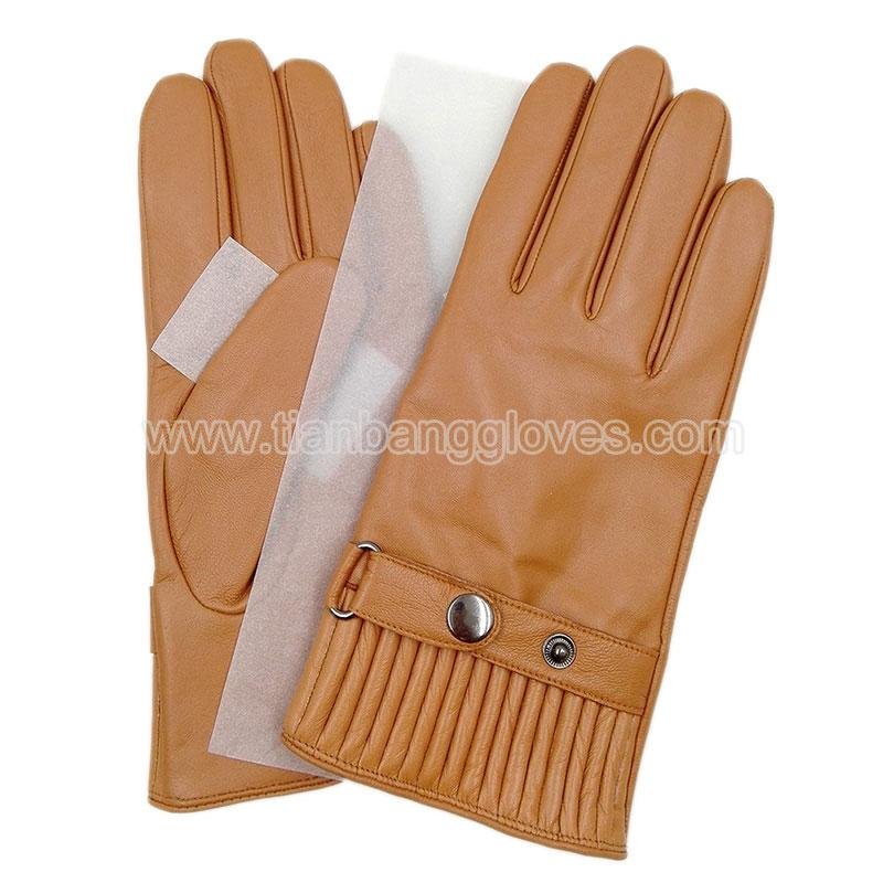 Fashion men's leather glove with adjustable strap with snap buttons  and accordi 3