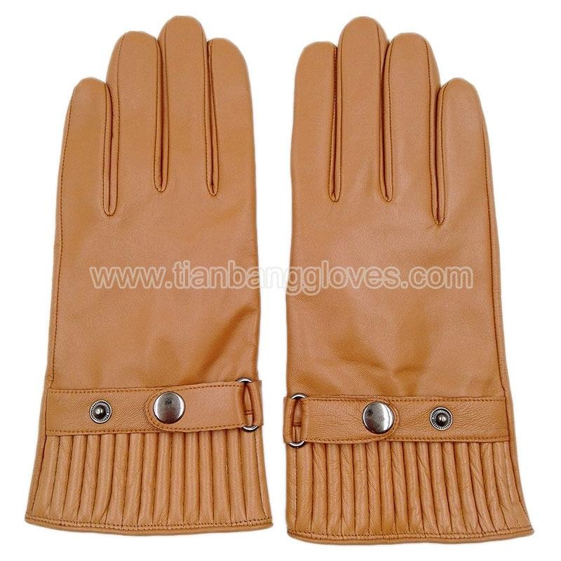 Fashion men's leather glove with adjustable strap with snap buttons  and accordi 4