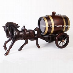 3L gift oak barrel horse cart wine barrel gift