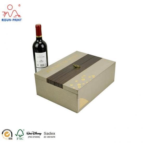 Double Door Open 2 Single Bottle Packaging Red Wine Champagne Cardboard Wine Box 3