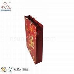 Hot Stamp Logo And Full Print Red Color Paper Bag