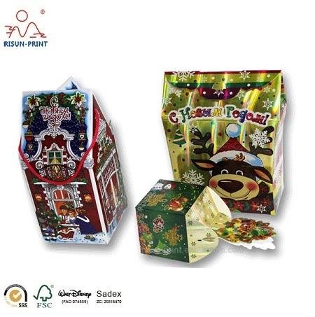 New Design Glossy Die Cut Christmas Paper Box 3