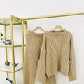 Autumn winter fashion pullover woman crew-neck cashmere sweater trouser suit  1