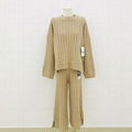 Autumn winter fashion pullover woman crew-neck cashmere sweater trouser suit  2