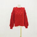 Women's fashion winter diamond pattern round neck long sleeve sweater  1