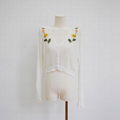 White v-neck long sleeve knitted short sweaters women ladies 2