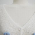White v-neck long sleeve knitted short sweaters women ladies 3