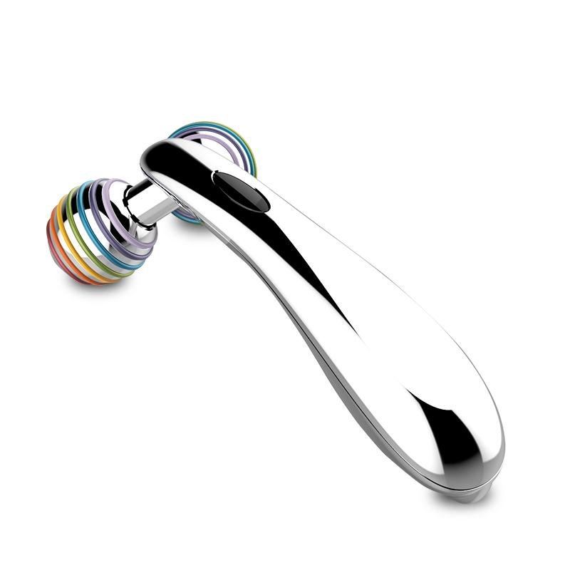 美顏器 原廠直銷美3D滾輪按摩器 彩虹色太陽能按摩器微電流美容儀 2