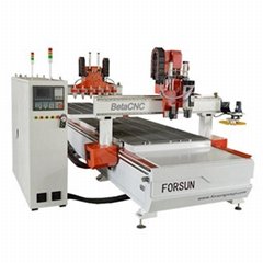 Custom Double Working Table CNC Router with Oscillating Knife + Multi-spindle