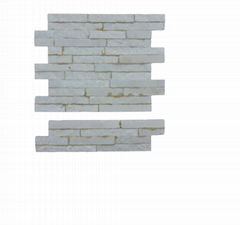 Nature Wall Panel/Cladding White Quartzite Stackstone 10X36X0.8-1.3 Cm In Stock 