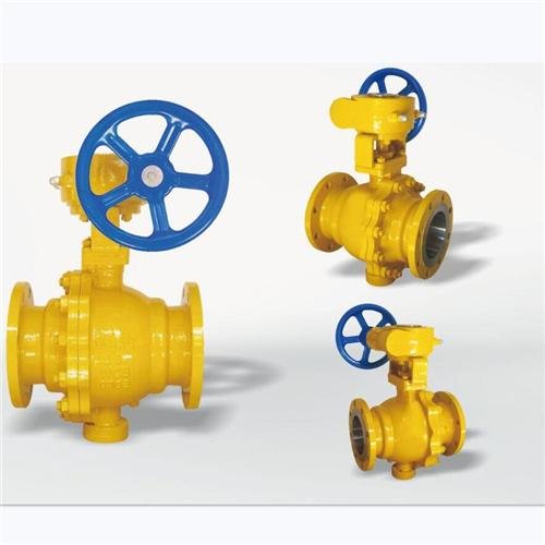 DN50-500mm WCB Worm Gear Gas Fixed Ball Valve for Gas 4
