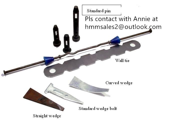 aluminum form wall ties used with pin & wedge in concrete building