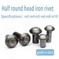 Fastener m5-m16 natural color gb867 round head iron rivet half round head solid  2