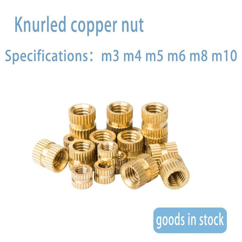 M6 series a copper flower female straight round nut double pass knurled injectio 2