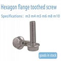 304 stainless steel flange screw hexagon flange bolt with teeth gb5789 flange wi 2