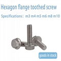 304 stainless steel flange screw hexagon flange bolt with teeth gb5789 flange wi 3