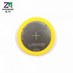 真明LIR2430紐扣式充電電池3.6V60mAh門禁卡電池加工