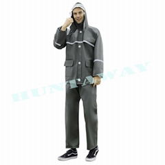 Polyester Rain Wear Coat With Hood Motorcycle Raincoat With Reflective Strip