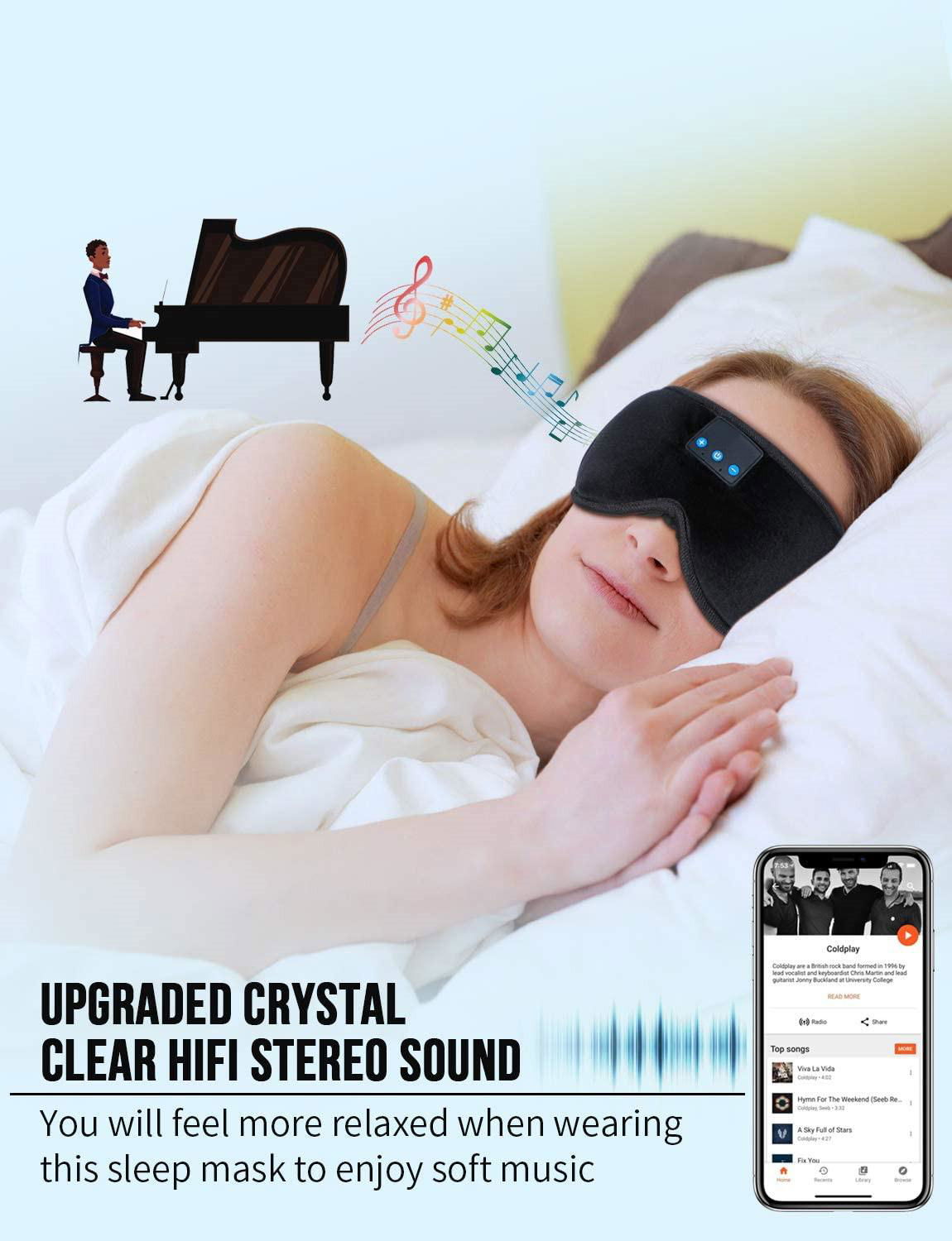 Bluetooth 5.0 Wireless Music Sleeping Eye Mask Ultra-Thin HD Speakers Headphones 3