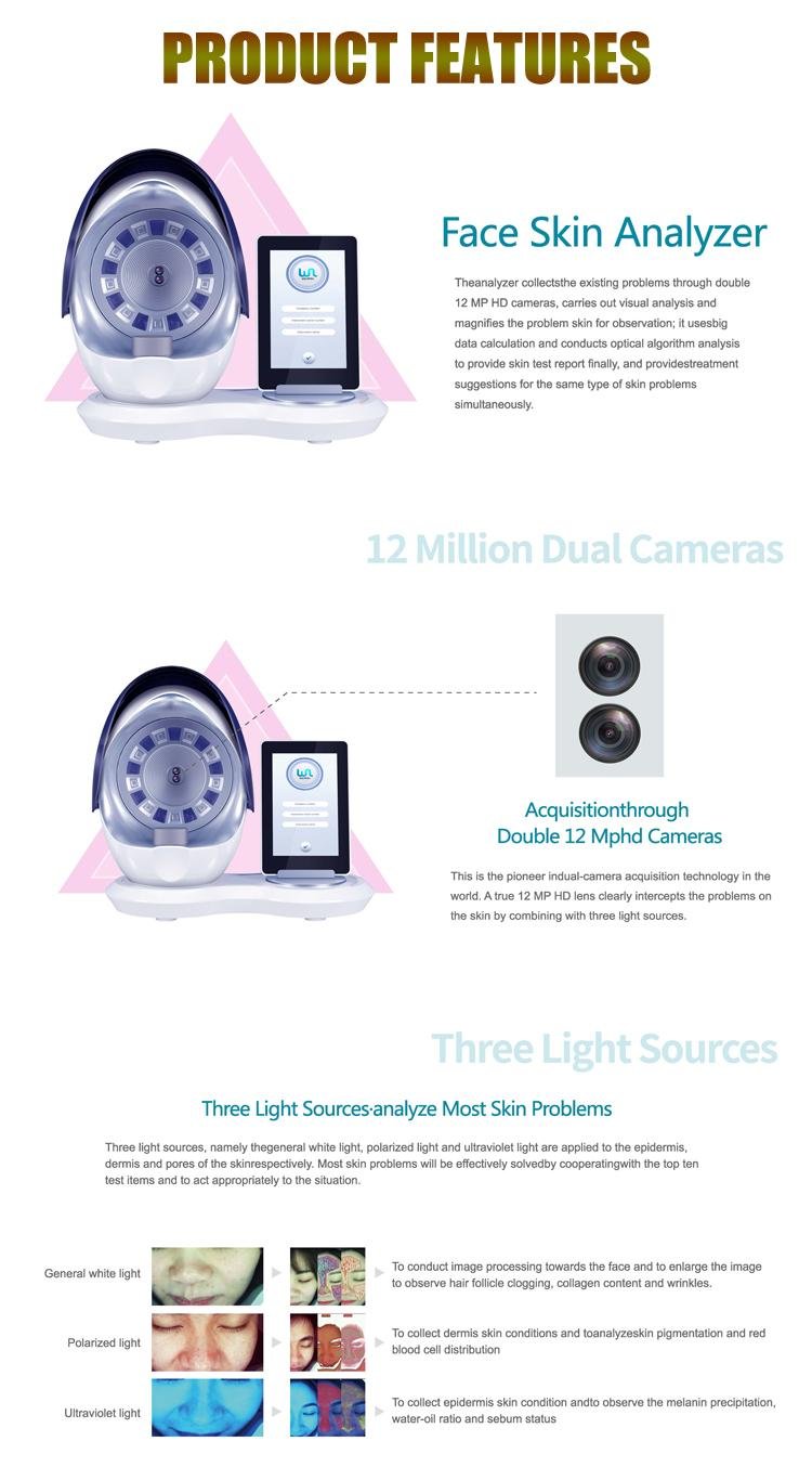 Smart Full Facial Skin Analysis with Tablet 12 Million Pixels Skin Analyzer 2