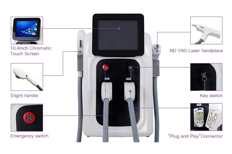 Multifunctional E-light IPL SHR +ND YAG Laser Super Hair Removal Beauty Machine  3