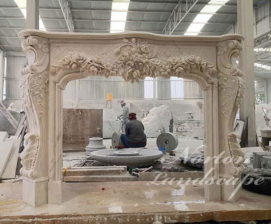 European style luxury carved fireplace