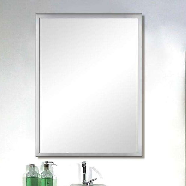 wall mounted steel edge mirror in lavatory use