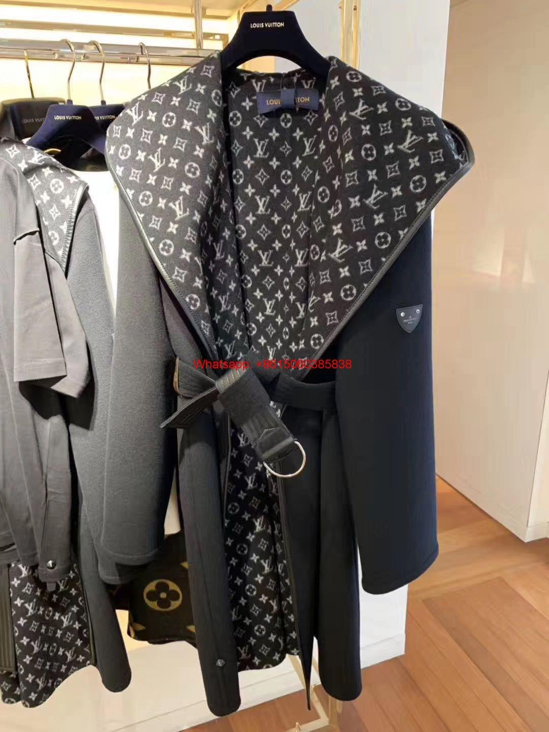 Louis Vuitton Reversible Damier Azur Hooded Wrap Coat
