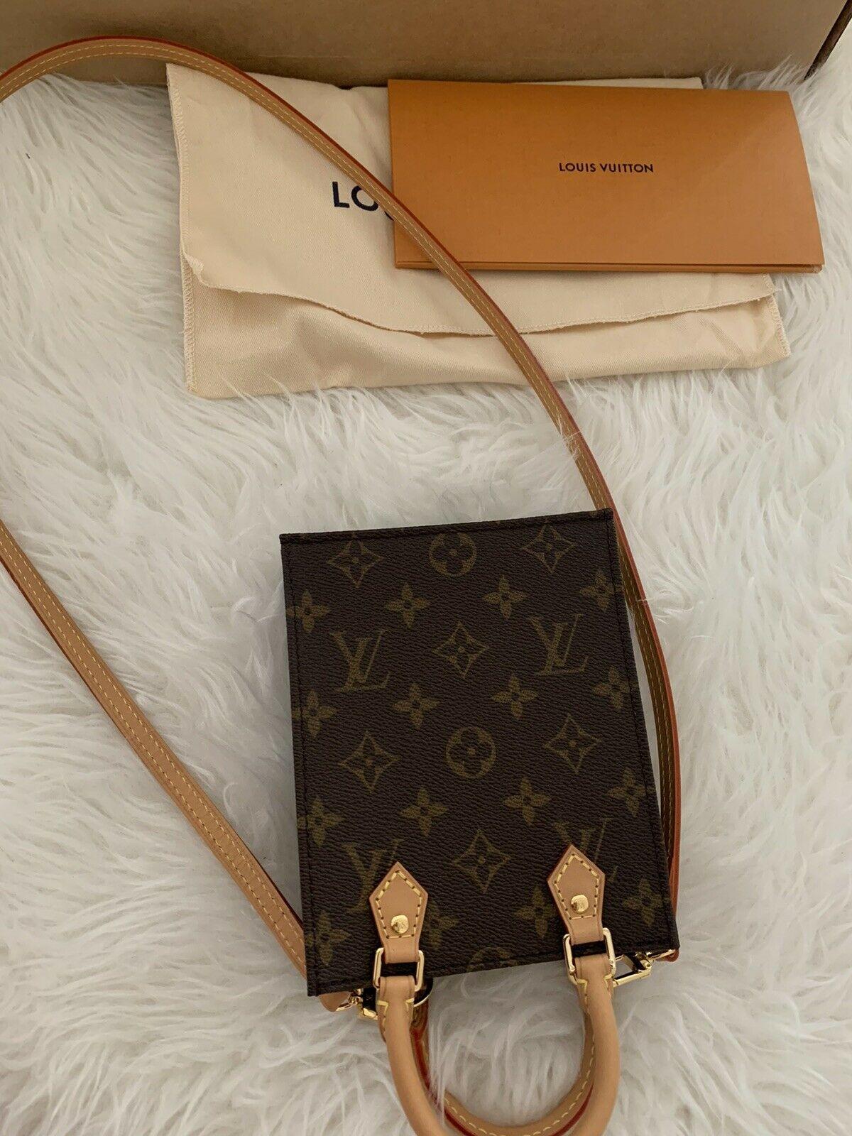Louis Vuitton Petit Sac Plat Brown Monogram LV Top Handle Shoulder