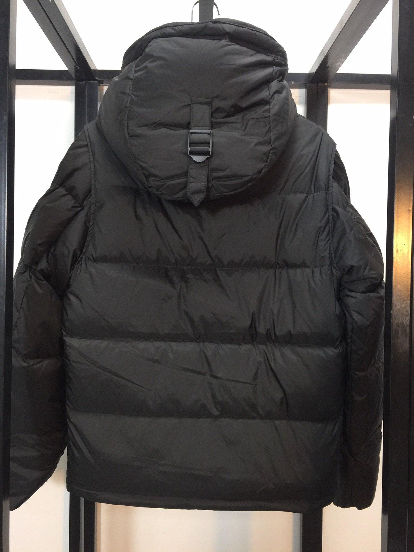 Burberry men's Hooded Quilted Nylon Down Jacket with Detachable Sleeves 