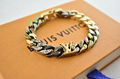 Louis Vuitton Chain Links Patches Bracelet Cuban Gold Silver Virgil Abloh cheap 