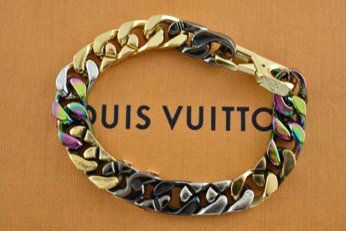 Louis Vuitton Chain Links Patches Bracelet Cuban Gold Silver Virgil Abloh cheap 