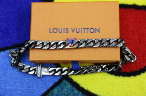 Louis Vuitton Chain Links Patches Necklace Cuban Gold Silver Virgil Abloh M69462