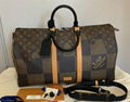 Louis Vuitton Keepall Monogram Travel Bag Eclipse Shoulder Strap Duffle Handbag 