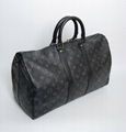 Louis Vuitton Keepall Monogram Travel Bag Eclipse Shoulder Strap Duffle Handbag 