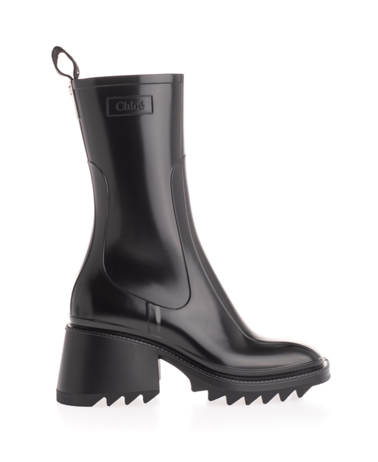       Betty rubber boots block heel square toe heeled pvc rain boot       shoes  2