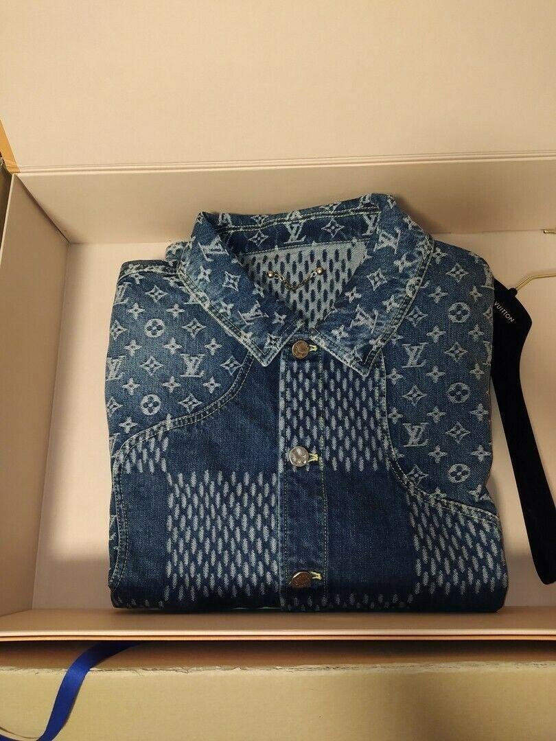 Louis Vuitton Nigo Damier Waves Monogram Men fashion LV Denim Jacket cheap sale