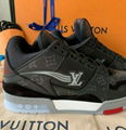 Louis Vuitton Trainer Sneaker Bred Black Red Air Retro 4 Nigo LV shoes cheap