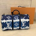 Louis Vuitton Escale Keepall 50 Duffle Bag M45117 Blue Monogram travel handbag 