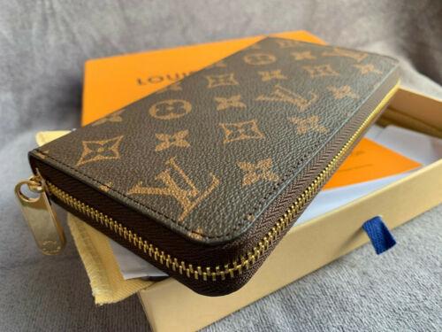 LOUIS VUITTON MONOGRAM ZIPPY WALLET ZIP AROUND LONG PURSE BROWN LV WALLET BAG 